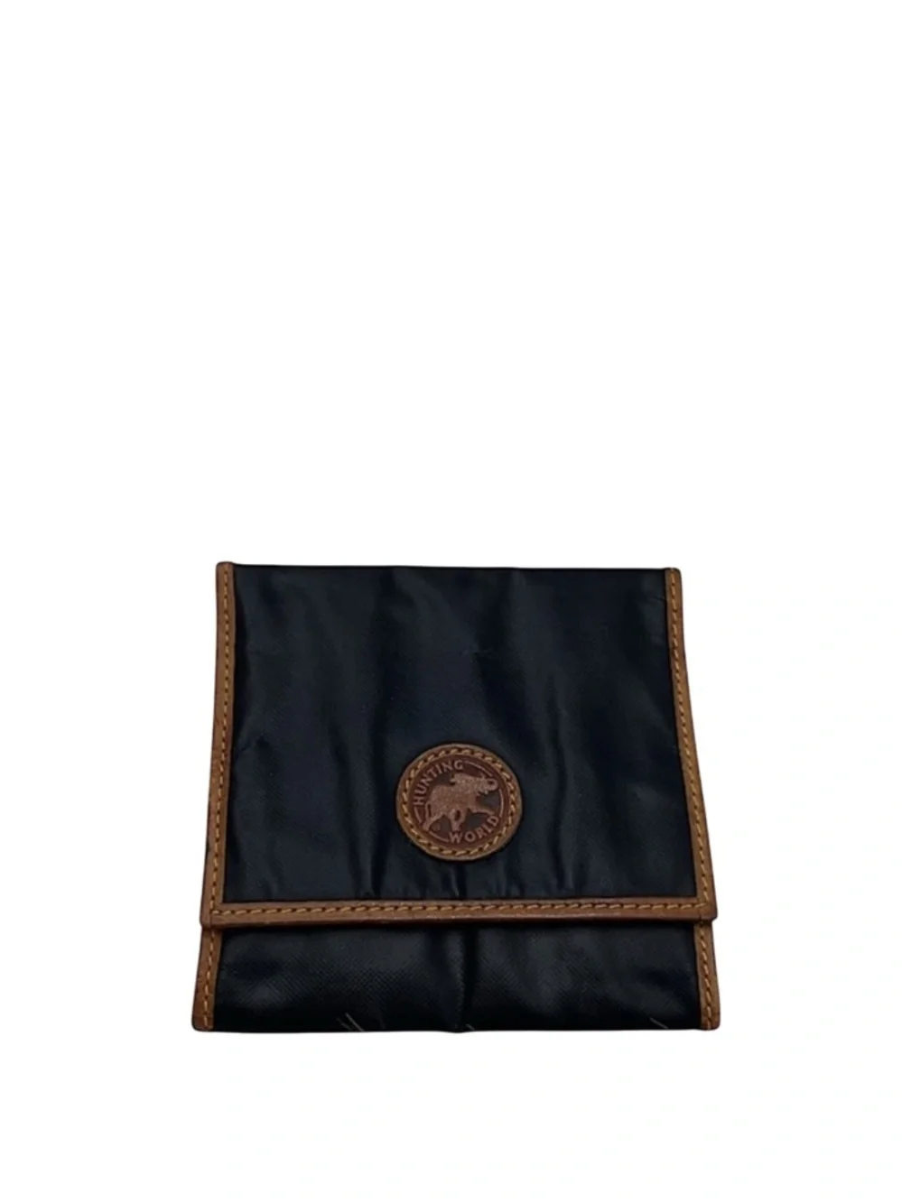 HUNTING WORLD - BLACK TAN NYLON SNAP COIN CASE HOLDER PURSE WALLET